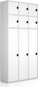 Nadstavba pre skrine FRAME, 6x dvere, 1299 x 450 x 854 mm, RFID zámok, biela