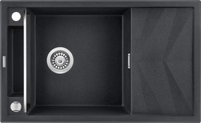 Deante Magnetic, granitový drez na dosku 820x500x219 mm Z/O, 3,5" + priestorovo úsporný sifón, 1-komorový, grafitová metalíza, ZRM_G113