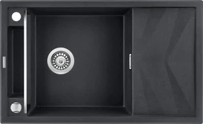Deante Magnetic, granitový drez na dosku 820x500x219 mm Z/O, 3,5" + priestorovo úsporný sifón, 1-komorový, grafitová metalíza, ZRM_G113
