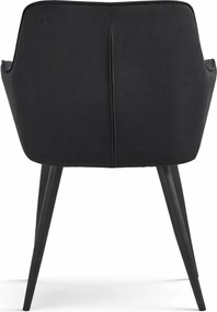 Jedálenské kreslo VARSI VELVET s čiernymi nohami, čierne