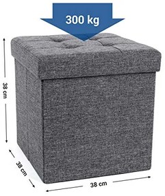 Taburetka s úložným priestorom, 38x38x38cm, tmavo sivá