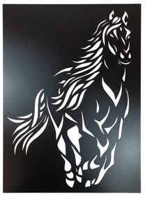 Veselá Stena Drevená nástenná dekorácia Čierny kôň malý