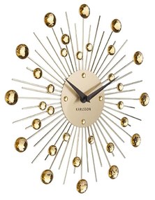 Nástenné hodiny Sunburst stredné zlaté krištály ∅ 30 cm