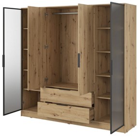 Šatníková skriňa Kelly 4D RD s tyčou 206 cm dub artisan