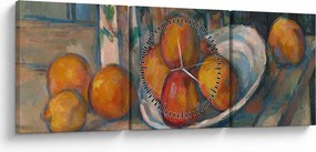 Obraz - Paul Cézanne, Still Life with Milk Jug and Fruit, reprodukcia (s hodinami) (90x30 cm)
