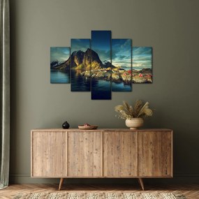 Obraz rybárskej dediny v Nórsku (150x105 cm)