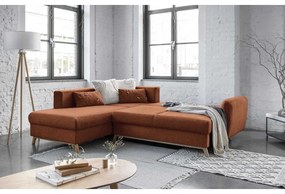 Tehlovooranžová rozkladacia rohová pohovka Miuform Scandic Lagom L, ľavý roh