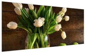 Obraz tulipánov vo váze (120x50 cm)