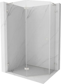 Mexen Lunar, L päťuholníkový sprchový kút naklápací doľava 100 x 90 cm, 8mm číre sklo, oceľový profil, 831L-100L-090P-97-00-L