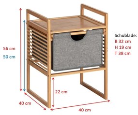 Bambusová nízka kúpeľňová skrinka v sivo-prírodnej farbe 40x56 cm Bahari - Wenko