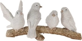 Biele zimné vtáčiky na vetvičke 16 × 7 cm