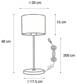 Stolná lampa mosadz s čiernym tienidlom 20 cm - Kaso