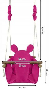 Detská hojdačka v tvare ružového medvedíka
