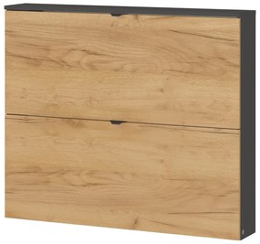 Výklopná závesná skrinka na topánky v dekore duba v antracitovo-prírodnej farbe 100x85x19 cm Renell – Germania