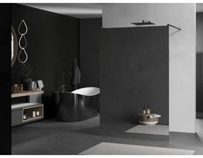 Mexen Kioto, sprchová zástena Walk-In 100 x 200 cm, 8mm sklo vzor zrkadlo, grafitový profil, 800-100-002-95-50