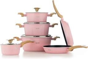 10-dielna sada hrncov a panvíc DMS Germany TSM4010RS s mramorovým povrchom - ružová