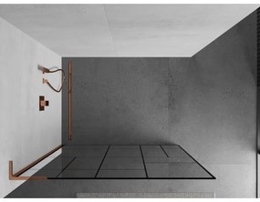 Mexen Kioto L, sprchová zástena Walk-In 100 x 200 cm, 8mm číre sklo čierny vzor, ružové zlato profil, 800-100-103-60-78