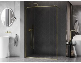 Mexen Kioto-XF, sprchová zástena s rámom 150 x 202 cm, 10mm číre sklo, zlatý lesklý profil, 800-150-104-50-00-X