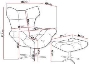 Kreslo s taburetkou Hellen  (sivá). Vlastná spoľahlivá doprava až k Vám domov. 1122236