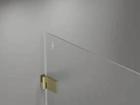 Mexen Lunar-B, výklopný sprchový kút ľavý 80 x 70 cm, 8mm číre sklo, zlatý kartáčovaný - 832-080-070-55-00-L