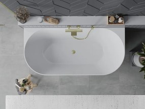 Mexen Oval Slim, voľne stojaca vaňa ku stene, 170 x 80 cm, biela-čierna, zlatý matný prepad, 52661708075-55