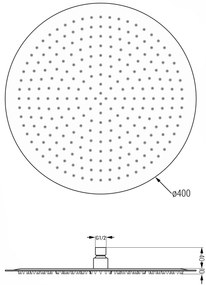 Mexen sprchová nerezová hlavica Round 40 cm, čierna, 79240-70