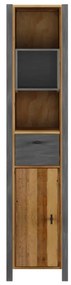 furniture-nabytek.cz - Masívna kúpeľňová vysoká skrinka Detroit z recyklovanej borovice a kovu, lakovaná, hnedá – 40×35×180 cm