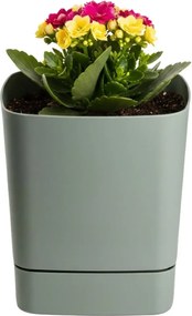 Sada 3 ks květináčů s podmiskou Cubi šedo-zelená