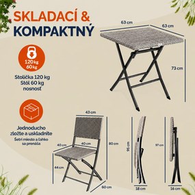 InternetovaZahrada Ratanový balkonový set - krémový