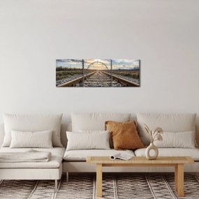 Obraz - Koľaje (s hodinami) (90x30 cm)