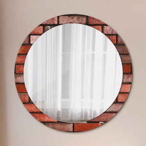 Okrúhle ozdobné zrkadlo na stenu Červená tehla fi 90 cm