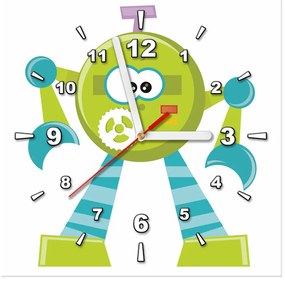 Gario Obraz s hodinami Zvedavý robot Rozmery: 40 x 40 cm
