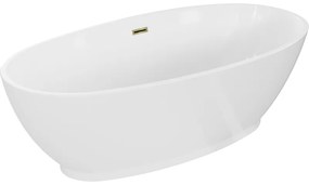 Mexen Bilbao, voľne stojaca vaňa 180 x 90 cm, biela, zlatý lesklý prepad, 51311809000-50