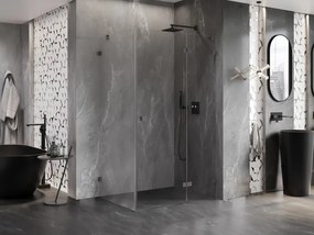 Mexen Lunar, pravostranný výklopný sprchový kút 75 x 90 cm, 8mm číre sklo, grafitový profil, 834-075-090-95-00-P