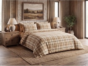 Mikroplyšové obliečky PLAID krémové Rozmer obliečky: 2 ks 70 x 90 cm | 200 x 220 cm