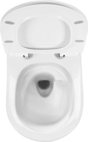 Rea Carlo Mini, závesné záchodová misa Tornado Rimless 485x365x350 mm + WC sedadlo, biela lesklá, REA-C8770