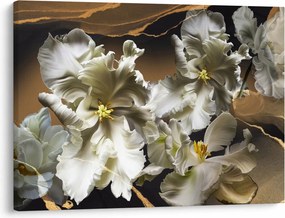 Obraz - Kvety orchideí na mramorovom pozadí (70x50 cm)