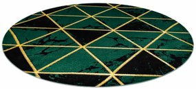 Koberec EMERALD exkluzívny 1020 kruh - glamour, marmur, trojuholníky zelený/zlatý