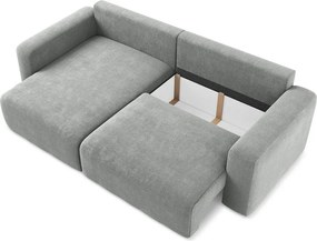 Sivá ženilková rozkladacia/s úložným priestorom rohová pohovka (ľavý roh/s leňoškou) Kona – Makamii