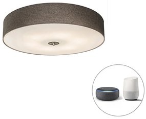 Inteligentné stropné svietidlo taupe 70 cm vrátane 6 WiFi žiaroviek A60 - Drum Jute