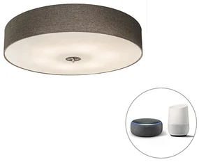 Inteligentné stropné svietidlo taupe 70 cm vrátane 6 WiFi žiaroviek A60 - Drum Jute