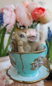 Veľkonočné dekorácie zajačik v šálke - 8 * 7 * 7 cm