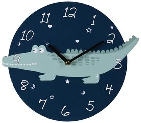 Detské nástenné hodiny Crocodile, modrá