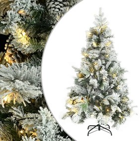 Vianočný stromček s vločkami, LED a šiškami 120 cm PVC a PE 3094559