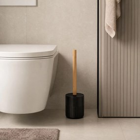 WC kefa Eira, čierna/s drevenými prvkami