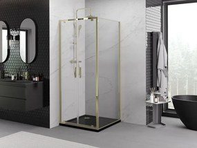 Mexen Exo, výklopná sprchová kabína, dvere 110 cm + bočná stena 110 cm, transparentné sklo, zlatá, 8182-110-110-50-00