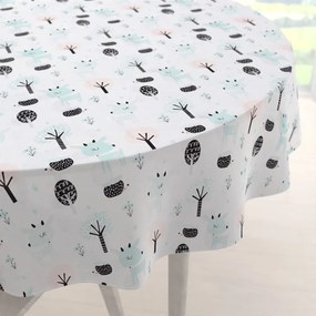 Biante Detský bavlnený okrúhly obrus Sandra SA-369 Srnčekovia a ježkovia v lese Ø 150 cm