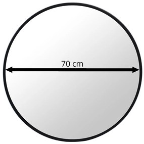 Okrúhle zrkadlo čierny rám  70 cm