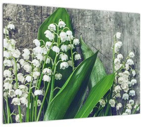 Sklenený obraz konvaliniek (70x50 cm)