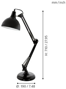Eglo 94697 - Stolná lampa BORGILLIO 1xE27/40W/230V